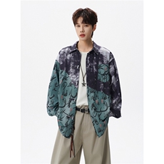 现货CS1152-特批38控68春夏新中式撞色拼接长袖冰丝衬衫大码男，男装衬衫，电商A059