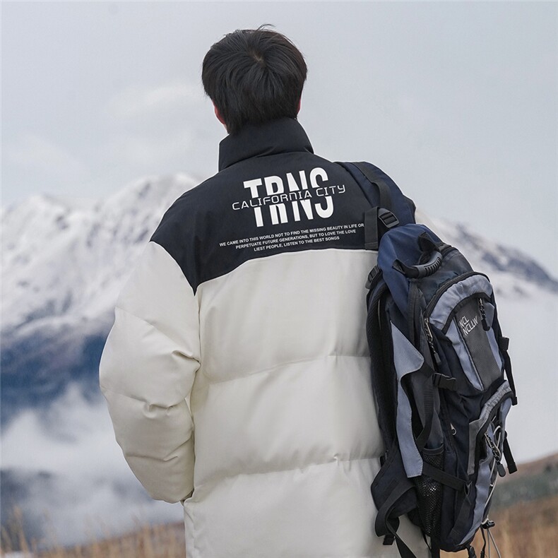 新疆山系宽松休闲字母印花立领PU皮棉服A247-MY84007特批95控158,男装棉衣,电商A247