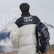 新疆山系宽松休闲字母印花立领PU皮棉服A247-MY84007特批95控158，男装棉衣，电商A247