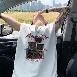 量大优 得物抖音高品质重磅230克美式印花无袖t恤背心WB356 特P18图片