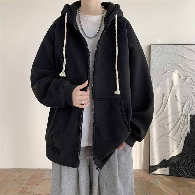 600克麂皮绒重磅加绒加厚外套开衫拉链连帽卫衣B219A-LK001-P50,女装短外套,电商B219A