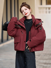 时尚保暖女士短款羽绒服修身显瘦90白鸭绒外套，女装羽绒服，艾尚靓装