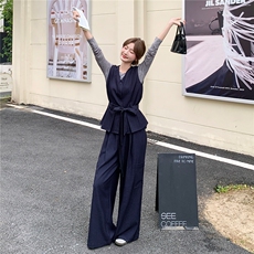 老钱风显瘦气质马甲套装女2025春秋季新款盐系打底衫阔腿裤三件套，女装套装/套裙，2C126