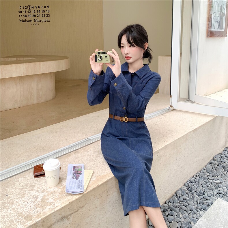 轻职场通勤风白色衬衫连衣裙女春秋超火好看高级独特漂亮气质长裙,女装连衣裙,2C126