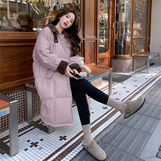 灯芯绒拼接羽绒服女冬2024新款中长款高级感经典保暖流行爆款外套，女装羽绒服，2C129