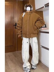 现货26春装美拉德立领飞行夹克纯色复古廓形高街棒球服外套，男装夹克，电商A486-1