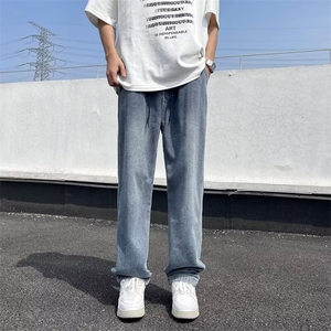 春秋季休闲裤子美式复古牛仔裤潮牌男学生高街长裤百搭直筒裤图片