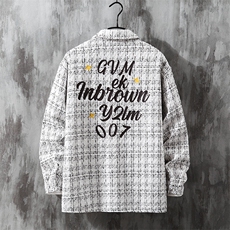 1小香风衬衣大码M-5XL情侣潮长袖衬衫男灰墙CCS8019P45加绒P55，男装衬衫，星座226-2