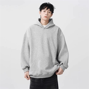 抖音得物品质二开 380克全棉秋冬美式宽松两粒扣连帽卫衣CM22图片
