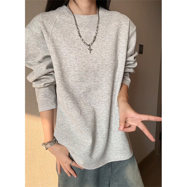 春季新款拼接长袖T恤复古休闲宽松正肩圆领男女C64120-TP16不,男装T恤,电商A102
