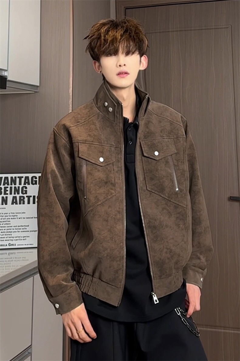 特批P95无差价cleanfit正肩扎染PU皮美式大码夹克皮衣外套男J5237,男装夹克,电商A001-1