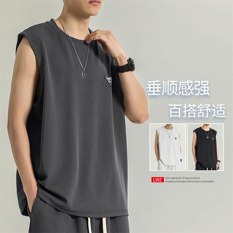 无袖t恤夏季薄款宽松冰丝速干篮球衣服背心休闲 TT382-特批34图片