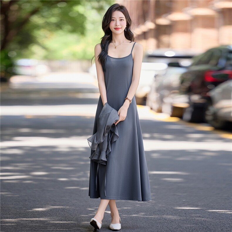 韩系穿搭吊带时尚套装裙女2025夏秋新款气质洋气显瘦两件套,女装套装/套裙,涵墨