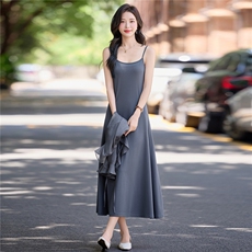 韩系穿搭吊带时尚套装裙女2025夏秋新款气质洋气显瘦两件套，女装套装/套裙，涵墨
