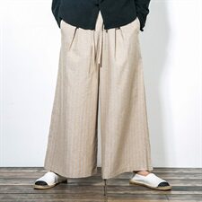 秋季款舒适长裤中国风亚麻休闲裤超大宽松条纹男裤透气麻裤D33P75，男装休闲裤，星座312B-2
