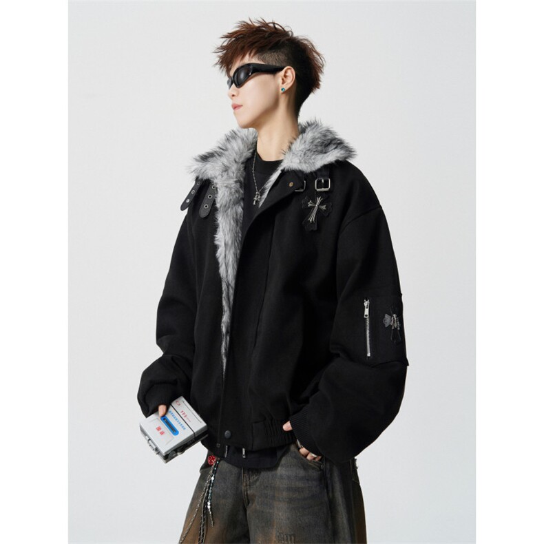 706-LK6212-P118现货冬季男士座山雕十字架加厚棉服保暖外套,男装棉衣,星座706