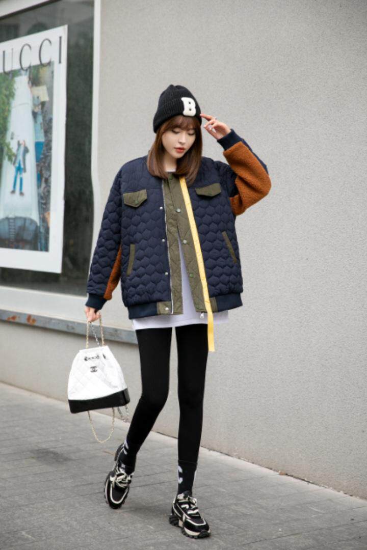 现货：羊羔毛拼接衣，女装棉衣/棉服，蕃米莉