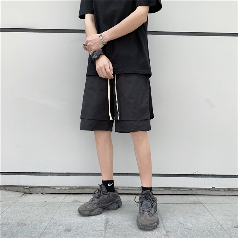 夏季拼接短裤男韩版宽松潮流休闲裤搭直筒运动五分中裤D6633-P25,男装休闲裤,星座1008-1