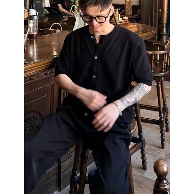 扣子开衫针织衫短袖T恤T7335-P45，男装T恤，星座1212