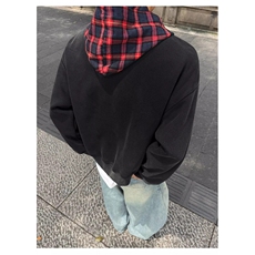 格子拼接连帽卫衣男女款复古潮牌美式高街假两件外套WY8081-P69，女装短外套，星座208-5