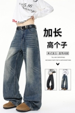 加长版裤子男高个子阔腿直筒牛仔裤190cm115休闲百搭长裤KZ080P60，男装牛仔裤，电商B312