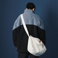 拼色羊羔毛棉服外套男潮流宽松棉衣男冬季加厚保暖男装MY208-p80图片
