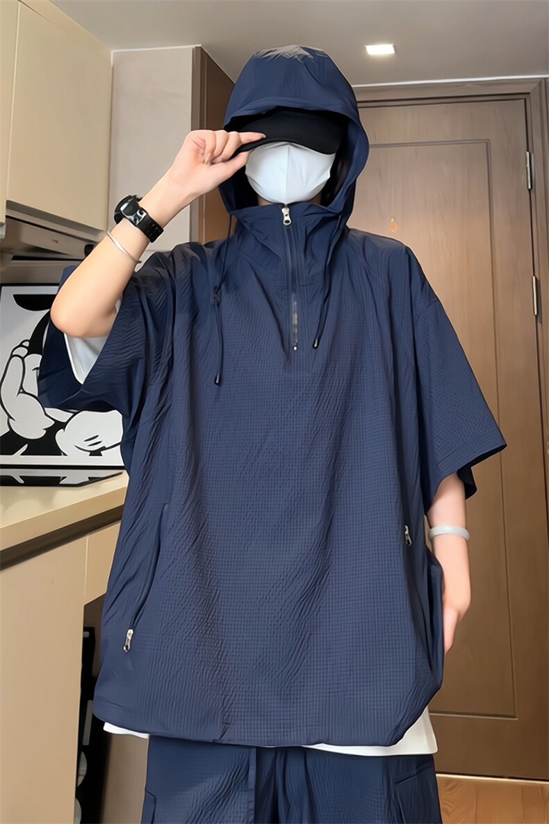 量大优供视频泡泡纱夏款连帽短袖t恤男CP73-特p35,男装T恤,电商B371