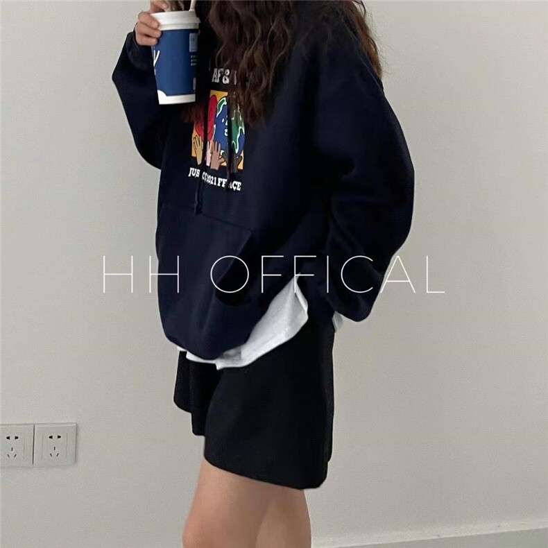 加绒??爱心地球/连帽卫衣，女装卫衣/绒衫，hh