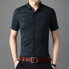 2021夏季新款男士3D印花高工艺衬衫时尚休闲短袖T恤B8866P65，男装衬衫，电商D230