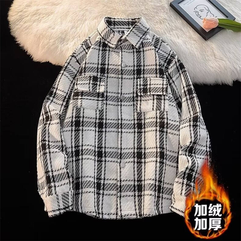 1506-1/JXXF0011/P62冬季小香风格子毛呢外套男款日系潮流百搭图片