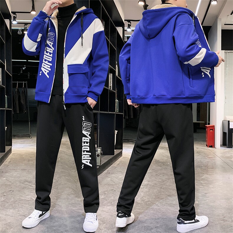 卫衣男运动套装秋冬2022宽松开衫连帽休闲加绒加厚TZ832-P95图片