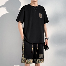 男士刺绣休闲运动套装男夏季新款T恤一套短裤潮A266-TZ7708-P48，男装牛仔裤，电商A266