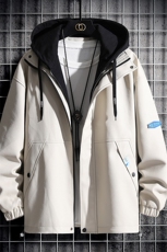 夹克男日系挂拍连帽卫衣领假俩件PU皮上衣外套DSA157B-J8068-P95，男装夹克，电商A157-1