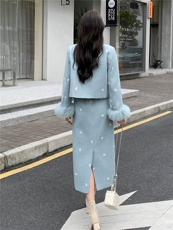 2025冬装新款时尚休闲绣花羽绒套裙，女装套装/套裙，曼琳思菲