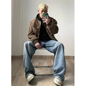 美式百搭男女同款新款情侣潮流复古做旧宽松夹克 J7015图片