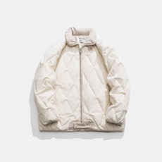 菱格羽绒棉服女2024新款加厚冬季棒球服oversize棉袄韩系棉衣外套，女装棉衣/棉服，星座506A