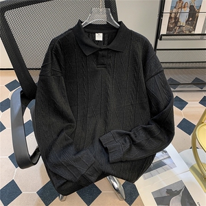 oversize300斤翻领卫衣男加肥加大上衣polo衫春秋大码肌理感宽松,秋季连衣裙穿搭森系图片