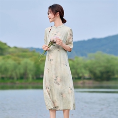 2026年春季文艺/优雅苎麻旗袍，女装汉服/婚纱/旗袍/礼服，江南依恋