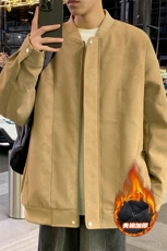 冬季男士棉衣麂皮绒夹棉飞行夹克加厚棒球领外套，男装夹克，星座1206（原A206）
