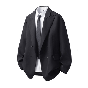 可二开戗驳领成分95%涤纶5%氨纶大码M-5XL西服男XF78304P85控139图片