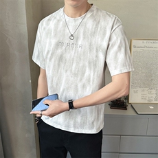 2025夏季新款短袖男T恤圆领渐变工艺潮流打底衫夏B317/8060/P55，男装T恤，电商B317