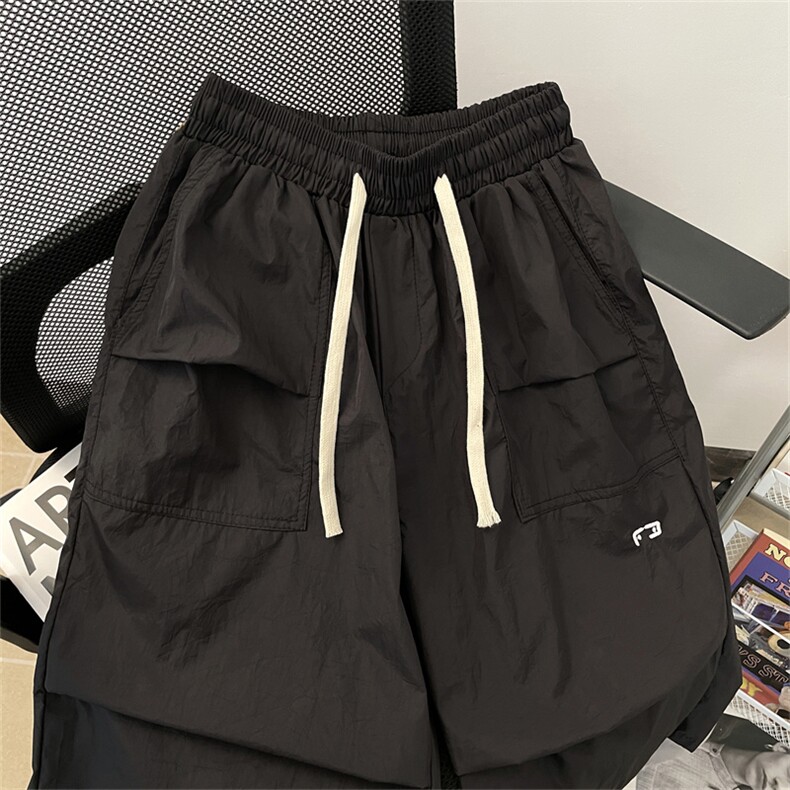 夏季新款港风日系复古纯色防水复合阔腿休闲裤短裤男潮DK820-P33,男装牛仔裤,星座313A(原308A-2)