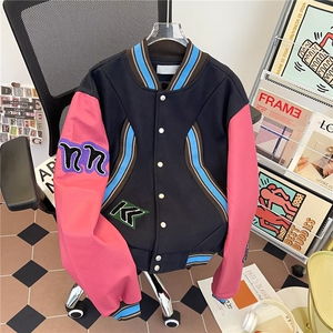 慵懒潮流新款原宿美式高街飞行夹克外套男女情侣棒球服W6686-P67图片