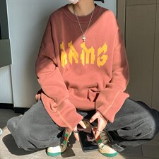 情侣港风潮流提花针织打底衫宽松毛衣圆领重工水洗线衫32434-P88，男装T恤，星座517A-1