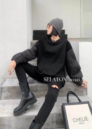 现货(时尚拼接卫衣)，女装卫衣/绒衫，雪蘭桐