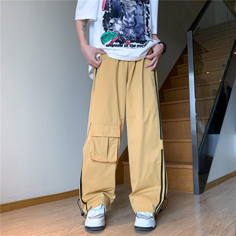 美式复古休闲工装裤男夏季设计感小众oversize直筒阔腿裤子,男装休闲裤,星座716-3