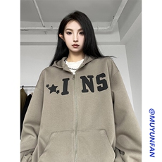 女模图新款重磅420克开衫卫衣W2321-P58-控88供抖音，男装卫衣，电商A036A