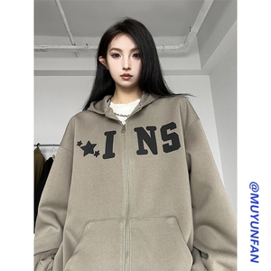 女模图 新款重磅420克开衫卫衣 W2321-P58-控88 供抖音图片