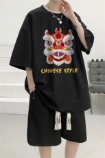 华夫格套装运动短袖t恤套装休闲两件套一套HZ84185-P44，男装T恤，电商A040