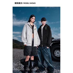刺绣连帽拉链卫衣KM7147款M-3XL图片